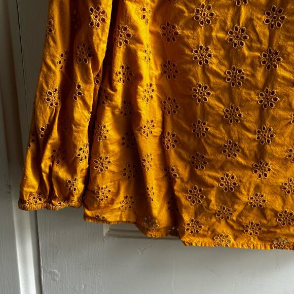 J. Crew Ruffleneck Eyelet Yoke Top Goldenrod Yellow - Picture 5 of 8